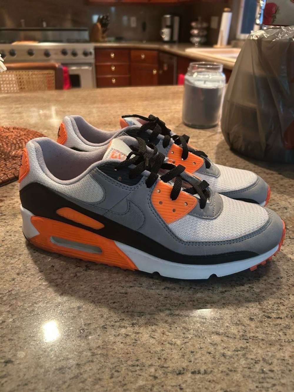 Nike Kids Grey and Orange Low-Top Sneakers